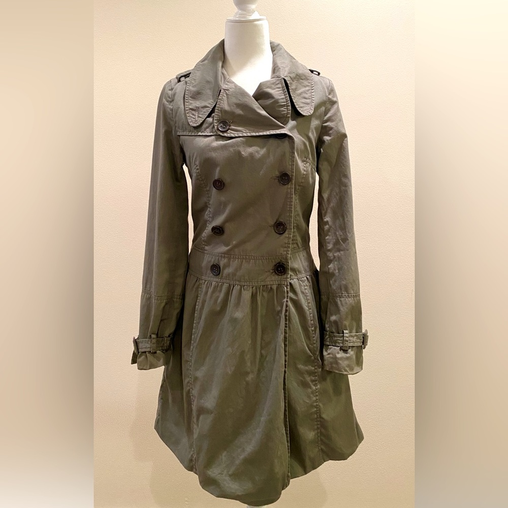 M army green trench coat jacket pea coat kimchi blue fitted double breasted boho